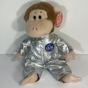 Fiesta NASA Brown Monkey Chimp 12" Plush Silver Flight Suit Astronaut